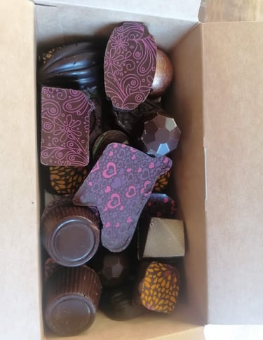a box of chocolates with chocolates