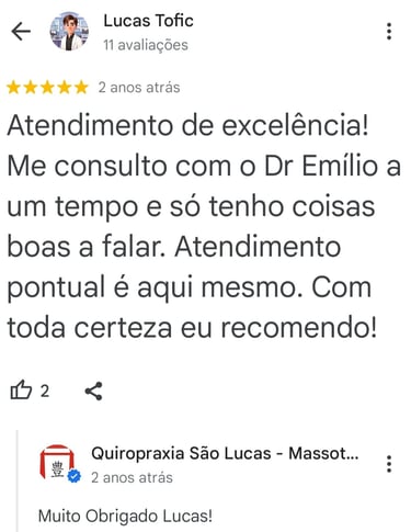 Avaliação no google quiropraxia são lucas