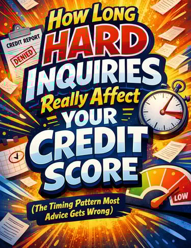 Dynamic, high-energy cover image with bold comic-style text reading “How Long Hard Inquiries Really
