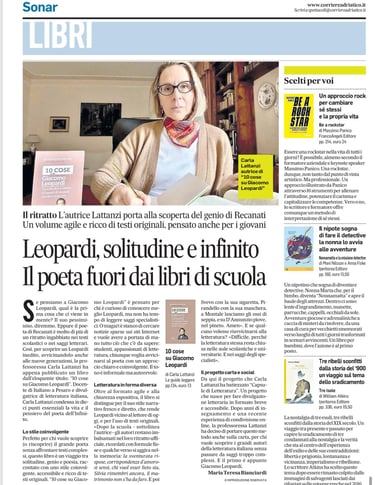 Corriere Adriatico, articolo sul libro "10 cose su Giacomo Leopardi"