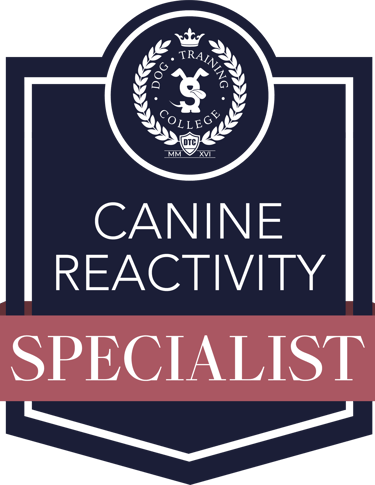 Canine reactivity specialist dog trainer badge