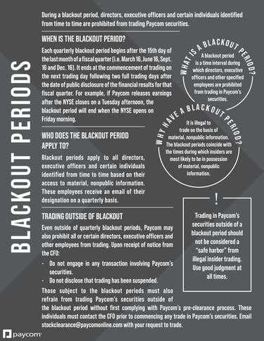 Black Out Periods job aid. Click to view larger version.