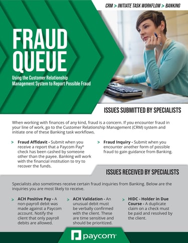 Fraud Queue job aid. Click to view larger version.