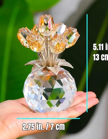 Crystal ornament featuring a gold rose, delicate decorative keepsake gift.