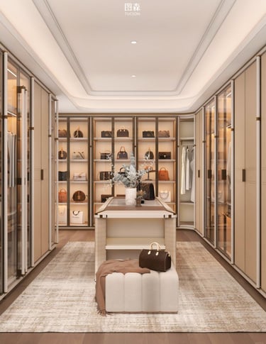 A warm contemporary wardrobe design 