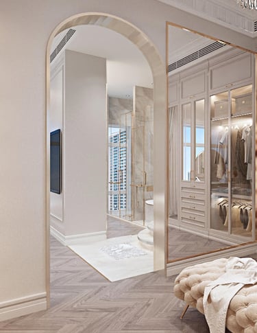 A light luxury wardrobe design with elegant finishes