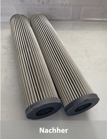 Dieselben Hydraulikfilter nach der Reinigung bereit für den Versand zum Kunden