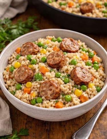 Budget sausage and rice dinner