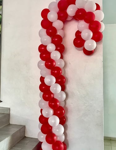 bastón navideño de globos tamaño grande