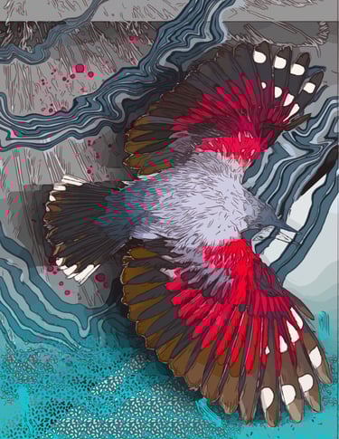 a bird that is flying through the air