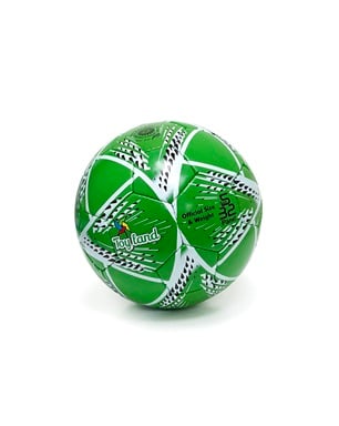 a soccer ball with a green and white background