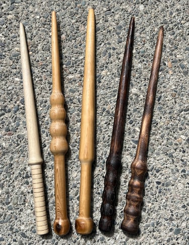 a group of various Harry Potter style wands