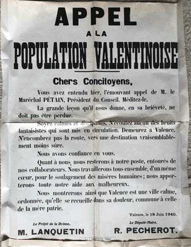 Appel du 18 juin 1940 Valence Marcel Lanquetin