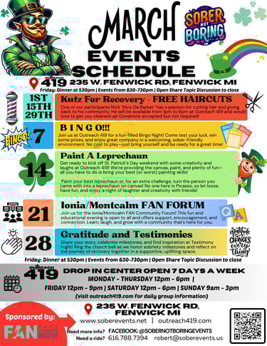outreach 419 march sober not boring events