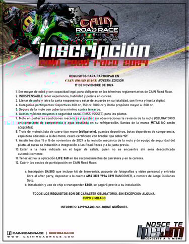 Inscripciones Cain Road Race