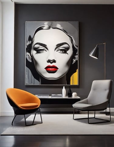 Galeria de arte personalizada na parede da sala de estar