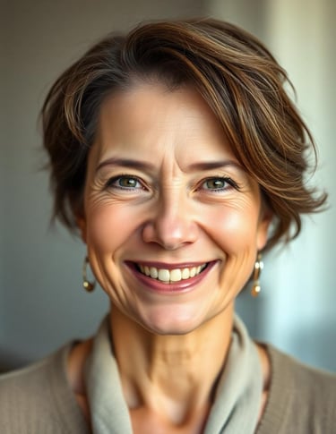 a woman with a smile on her face