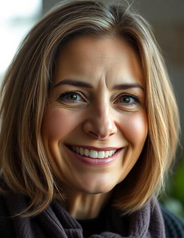 a woman with a scarf around her neck