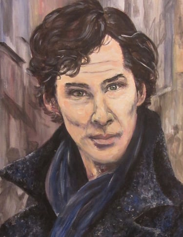 Portrait of Bennedict Cumberbatch in his role as the new Sherlock; painted in acrylics.