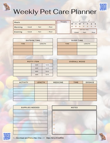 Free Weekly Pet Schedule Planner PDF