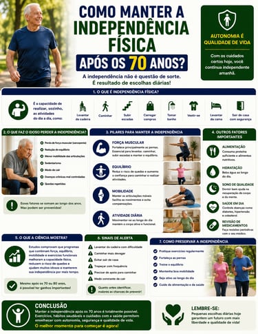 Como manter a independência física após os 70 anos?