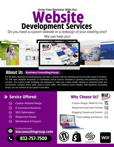 Website Development Packages Business Consulting Group in Houston, TX