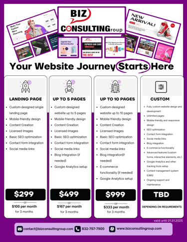 Website Development Packages Business Consulting Group in Houston, TX