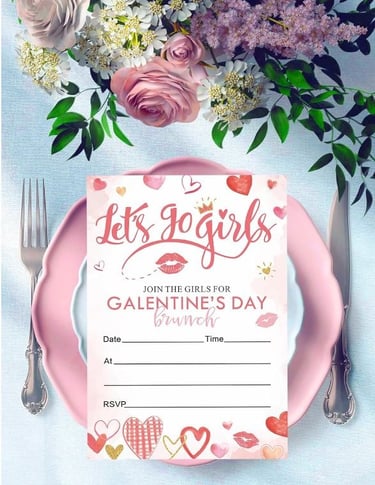 Galentines Day Invitations with Envelope, Galentine’s Day Brunch Invitation