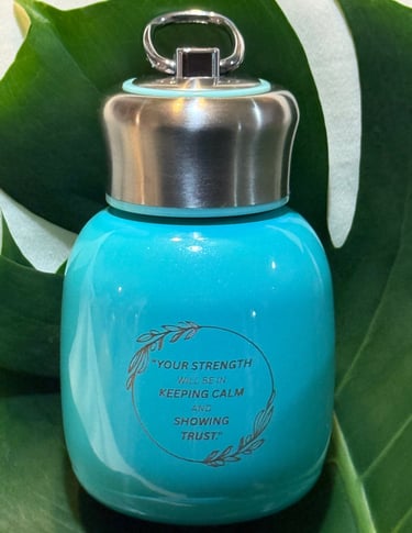 Turquoise Stainless Steel Mini Insulated Mug with a motivational quote