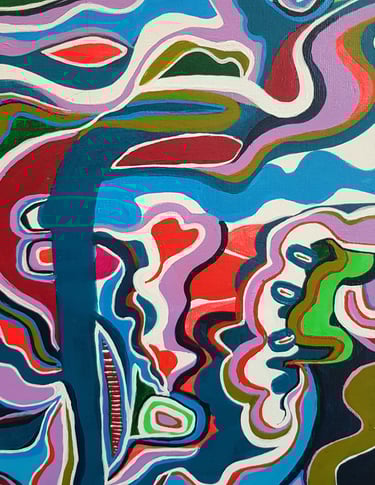 abstract colourful painting close up