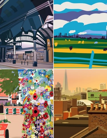 Illustrations of York railway, teesside, Peckham and Forest Gate