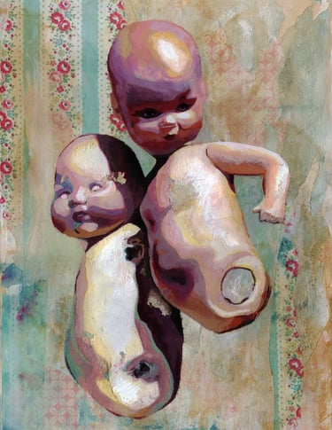 Full colour detail image from the artwork, titled, 'Arrested Development' by Christine Gallagher