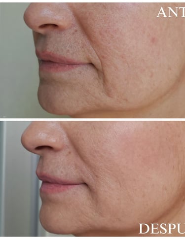 Relleno ácido hialurónico pliegues nasogenianos antes y después