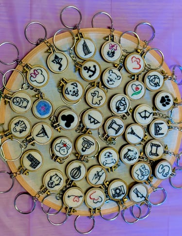 8 Inch hoop with embroidered keychains