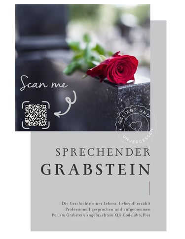 Sprechender Grabstein. QR-Code. Freie Trauerrede