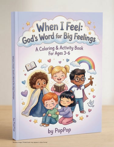 Children's Christian coloring and activity book cover titled When I Feel: God's Word for Big Feelings.