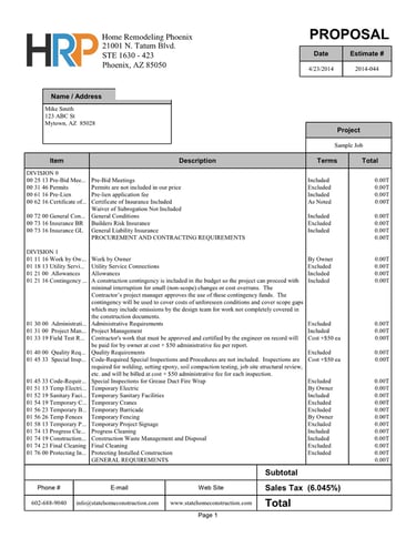Construction Estimate