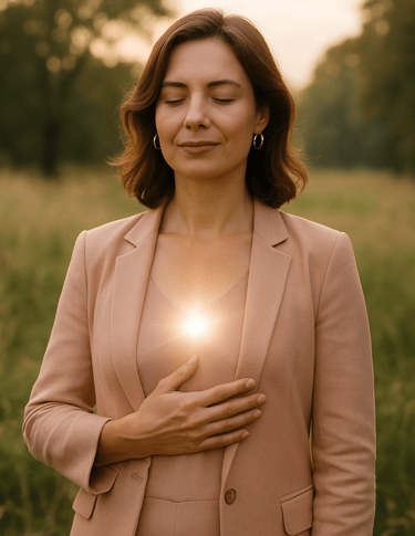 Mujer conectando con su luz interior