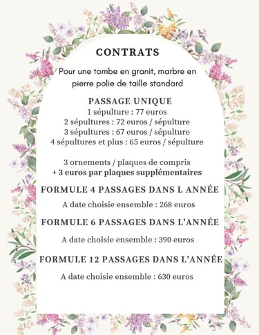 tarifs nettoyage sépultures Charente Maritime