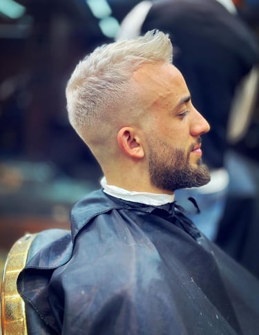 a man with a white hair and a brown beard