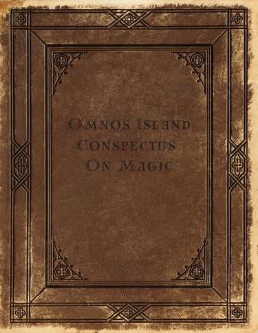 cover of Omnos Magical Conspectus, an old, weathered book