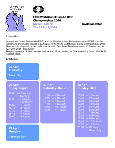 World Cadet U8, U10 and U12 Rapid & Blitz Championship. Fide Chess