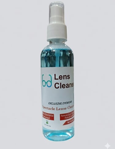 a bottle of lens lens cleaner with a spray bottle
