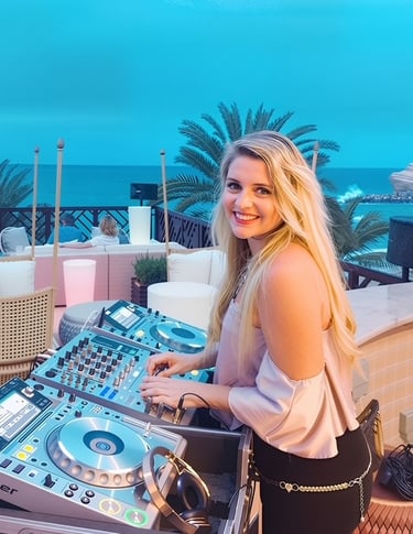 female dj on the roof top perfoming in oman