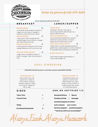 Annies Chuck Wagon, Food Near Me, Mountain City Tennessee