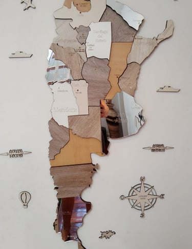 cuadro argentina 3d en madera y espejo