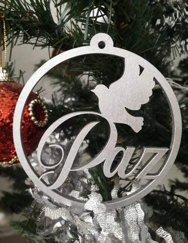 colgante navideño de deseos en madera calado con laser