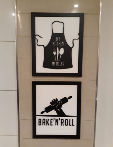 cuadros decorativos de cocina en madera calada con laser