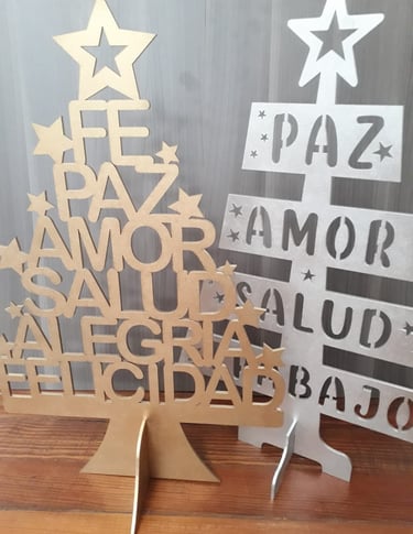 arbolito de los deseos de pie en fibrofacil calada con laser