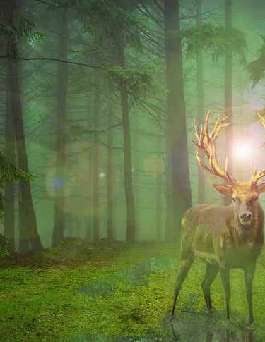 cerf dans la forêt de Brocéliande